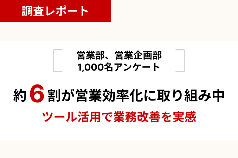 【営業担当者の商談準備に関する実態調査】約6割が営業効率化に取り組み中 ツール活用で業務改善を実感〜営業部、営業企画部1,000名を対象に、営業担当者の商談準備に関するアンケート〜