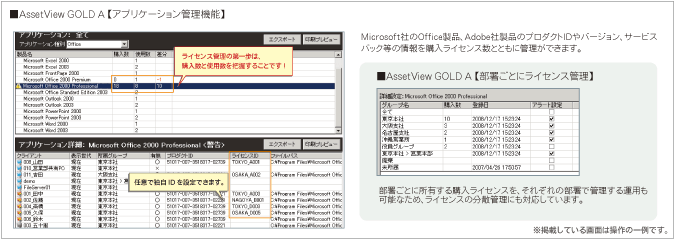 AssetView GOLD A【アプリケーション管理機能】