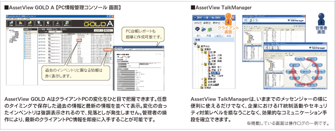 ■AssetView GOLD A 【PC情報管理コンソール画面】、■AssetView TalkManager