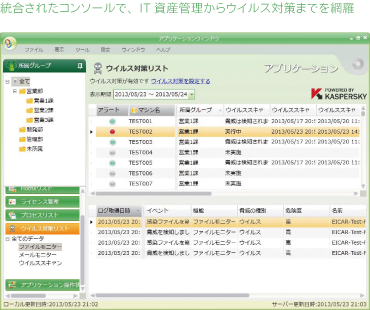 統合されたコンソールで、IT資産管理からウイルス対策までを網羅